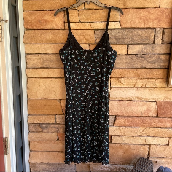 Boutique Europa black blue floral stretch lounge dress pajamas EUC Women’s 2X - Picture 10 of 13